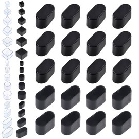 Rustark 20Pcs 20mmx40mm Black Oval Rubber Furniture Leg Caps Assortment Kit Anti-Slip Chair Leg Caps Furniture Floor Protectors Chair Leg Covers Chair Leg Foot Cover Feet Pads for Chair Table Sofa