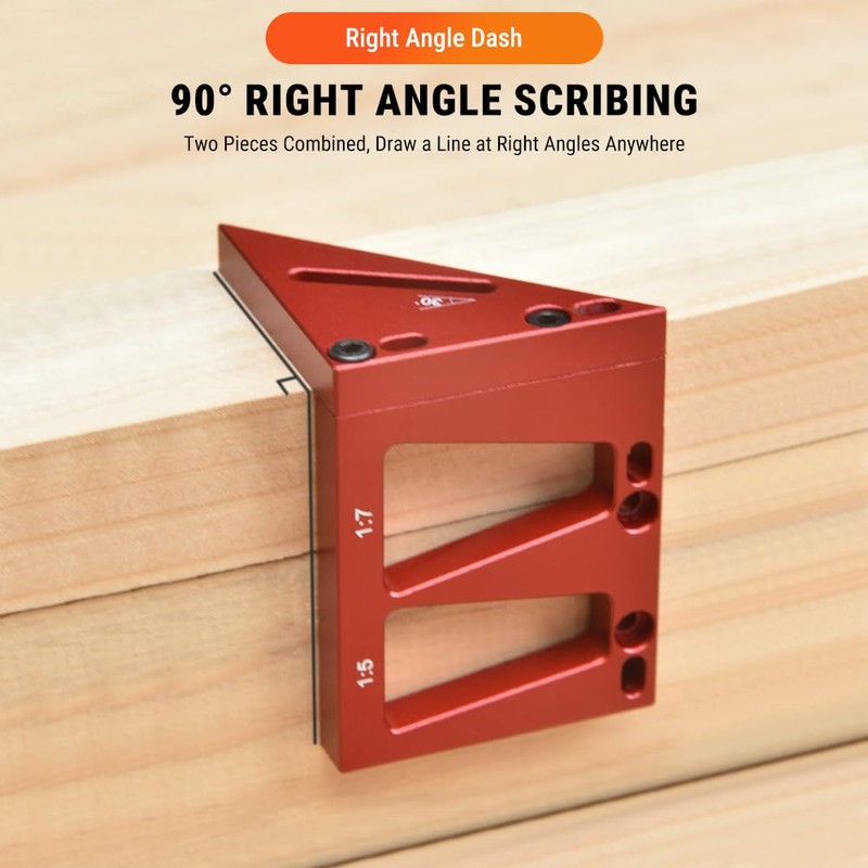 Uadme 3D Multi Angle Measuring Ruler, 45/90 Degree Aluminum Alloy