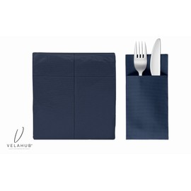 VelaHub Soft Point 50 Cutlery Napkins, High-Quality Disposable Napkins, 39 x 38 cm, Dark Blue