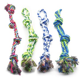 Heavy Dog Rope Toys for Large and Medium Aggressive Chewers - 4 Pack Indestructible Tug of War Toys for Medium to Large Breeds, 100% Cotton, Teeth Cleaning Chew Rope, Dog Tug Toy for Boredom