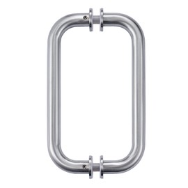 Ranbo C-Shaped 8" Back-to-Back Frameless Glass Shower Door Push Pull Handle, Fits 6-12mm(1/4"-1/2") Glass Doors,8" Mounting Hole Distance,304 Stainless Steel,Brushed,for Bathroom, Sauna, Spa