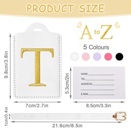 Initial Letter Luggage Tag - Waterproof PU Leather Travel Luggage Tag, Cute Luggage Bag with Monogrammed Name Tag, Bag Tags for Handbags (White)