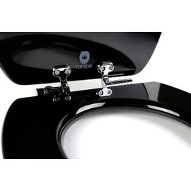 Art of Acryl Round Toilet Seat w/Slow Close Chromed Metal Hinges, Wood, Piano Black