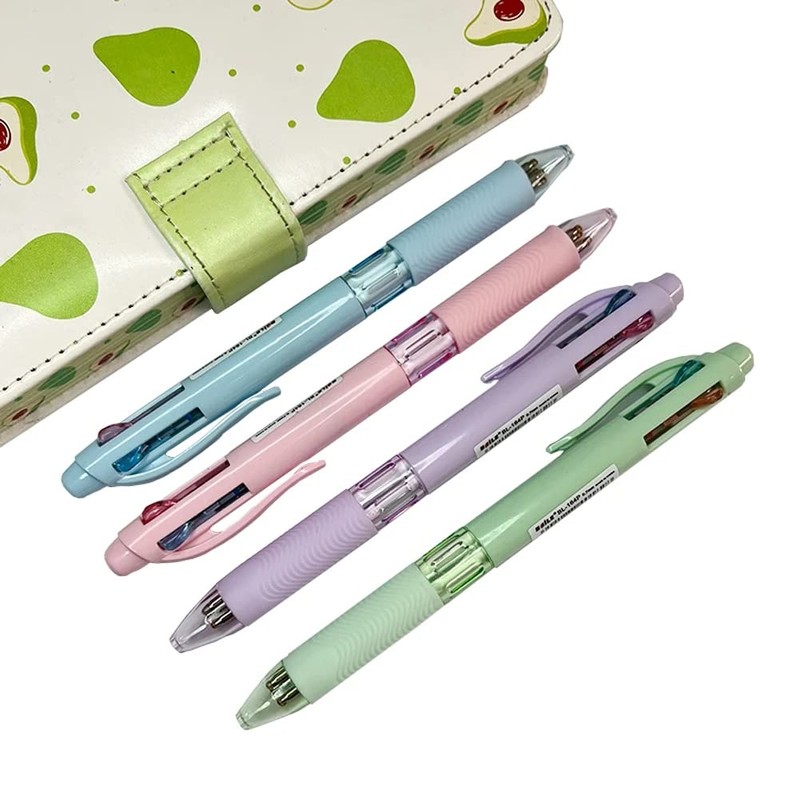 4 In 1 Multicolor Ballpoint Pens Creative Colorful Retractable Multifunction