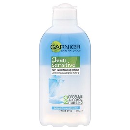Garnier Clean Sensitive 2 in 1 Face & Eyes Gentle Waterproof Make-Up Remover 200ml