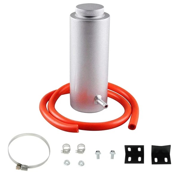 porda-autoparts Universal Radiator Coolant Catch Tank Overflow Reservoir Silver Aluminum