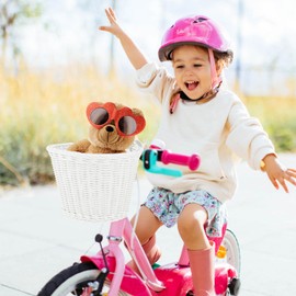 Bicycle Basket Children's Front, Bicycle Basket Girls Boys, Balance Bike Basket Handlebar Basket Children, UNOLIGA Bicycle Basket Braided, Handwoven Small Children's Bicycle Basket (White)