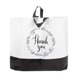 Camtoms Thank You Bags with Handles | 19x15 60 Pack White 3 Mil Plastic Retail & Boutique Gift Bags