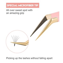 Ms.Queen Volume Tweezers for Eyelash Extensions, Fiber Tip Grip Lash Tweezers for Volume Lashes