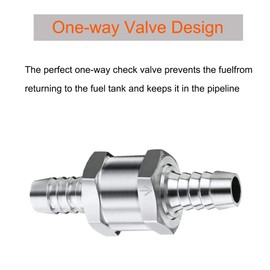 HISports Aluminium Fuel Check Valve for Car Carburettor Low Pressure System 10 mm Aluminium Valve Check Valve with 12 mm Spring Clamp