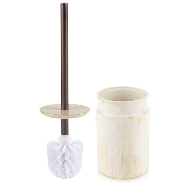 Rustic Luxe Toilet Brush and Holder Set - Beige Toilet