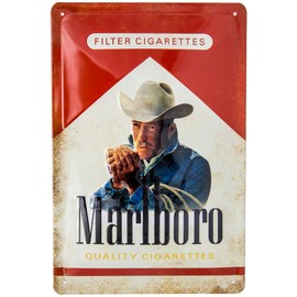 Annuncio vintage retrò per sigarette – adatto per i fan di Marlboro USA – lamiera d'acciaio goffrata di alta qualità – effetto 3D – 30 x 20 cm