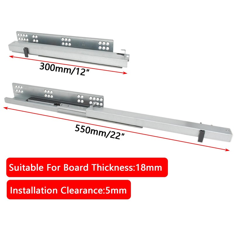 GKYMYZ 1pair 3 Section Bottom Mounted Drawer Slides with 100