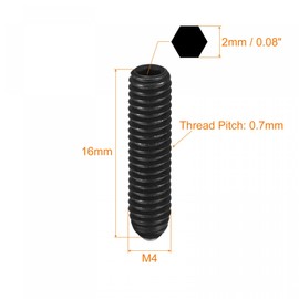sourcing map Ball Point Set Screws, 5pcs M4 x 16mm High Carbon Steel Metric Spring Hex Socket Grub Screw