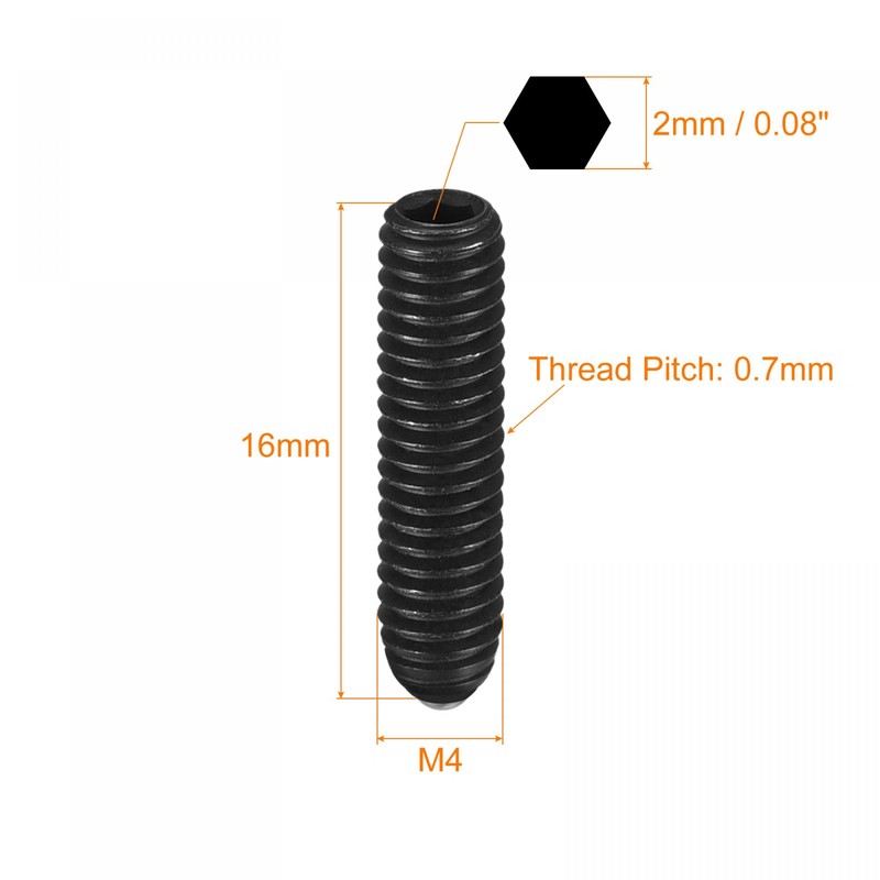 sourcing map Ball Point Set Screws, 5pcs M4 x 16mm