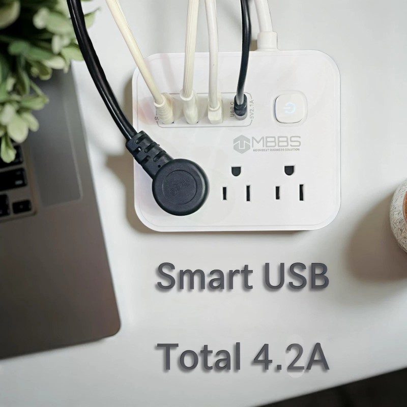 Mbbs Surge Protector Power Strip with USB C, 1200J Protection,