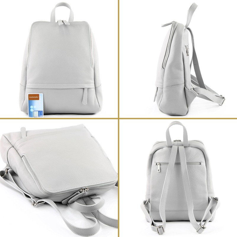 modamoda de - T138 Italian Women's Leather Backpack Bag, Dark