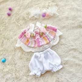 CPCOIN Doll Accessories 17 cm Dolls Clothes 2 Piece Adorable Pink Floral Dress Set for 6.7'' Dolls Suit Adorable Headpiece & Skirt Outfit for Popular (Style 3)