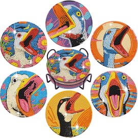 Leatrice 6PCS Diamond Art Coasters Holder Diamond Painting Kits for Adults Beginner Peinture Diamant Dots Gem Art Peinture Diamant Dot Cute Coaster for Drinks Coffee Bar Decor Table Décor Donut Duck