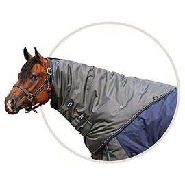 ArmorFlex Warrior VTEK Fit Horse Neck Cover | 1860D Balistic Nylon | Durable Horse Hood | Horse Winter Blanket | Comfortable Turnout Blankets for Horses Waterproof | Color Silver/Navy | Size X-Large