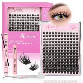 Lash Clusters Kit, DIY 3D Cluster Eyelash Extensions 10‑18mm, 30D+40D+50D, 168pcs Fluffy D Curl Natural Lashes with Bond and Seal,Tweezers, Remover–Fake Cat Eye Individual Manga Clusters（MIX2-2-L）