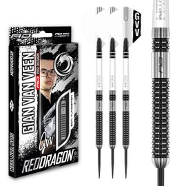 RED DRAGON Gian Van Veen Axis SE 23 Gram Premium Tungsten Steeltip Darts Set with Flights and Stems