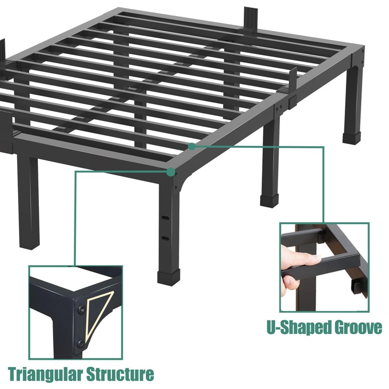 Yitong Angel 14 Inch Queen Size Bed Frame,3500 lbs Heavy