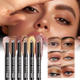Waterproof Eyeshadow Stick - Lightweight Eye Makeup Pen - High Rendering Eyeshadow Stick with 6 Colors for Wedding Party Costume Looks