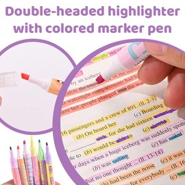 DIFLAX 6 Pieces Double Tip Aesthetic Highlighter, Highlighter Set, Highlighter Bible Accessories for Journal, Bible, Office, School Supplies