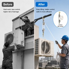 Manual Rope Pulley Hoist for Equipment Lifting – 270° Rotating Hooks with 1,100 or 2,200 lb Rated Capacity