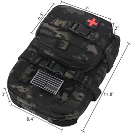 Tactical Mini Molle Hydration Pack,Molle Hydration Carrier with IFAK Pouch&US Flag&Med Patch,Hydropack for 2L Water Bladder, Bcp+bladder, Medium, Military Tactical