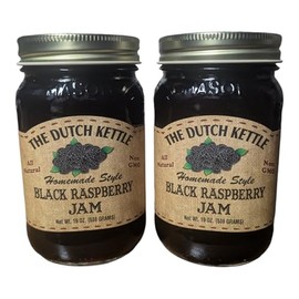 The Dutch Kettle Amish Homemade Black Raspberry Jam - 2 Pack (18 oz Jars) - Made with Premium Ingredients, Non-GMO, No Preservatives