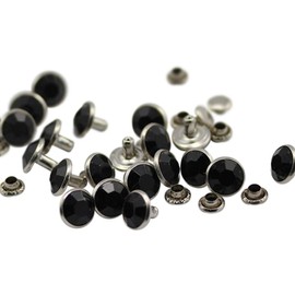 6mm Jet Black H101 Acrylic Rhinestone Rivets for Garments Leather, Sewing and Crafts DIY Jewelry Making in Bulk Bracelet Handbags Flipflops - 100 Piece