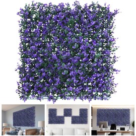 TANG Purple Lavender Fake Grass Wall Panels Backdrop 20"x20" Artificial Boxwood Panels Green Wall Decor Faux Plant Wall Leaves Privacy Fence Screen Greenery Wall Panels for Indoor Outdoor (24pcs)