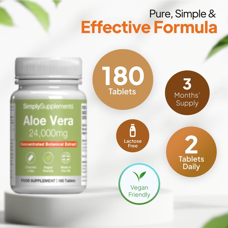 Aloe Vera Tablets 24,000mg | Digestive Support Supplement | Vegan