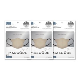 [MASCODE] お得な3袋セット（21枚入り） 大容量SNS話題沸騰 不織布マスク バイカラーマスク 3Dマスク 小顔マスク 血色マスク ユニセックス【 マスコード 公式店】 3Dマスク Lサイズ 3袋セット (グレージュ（ブラック紐）)