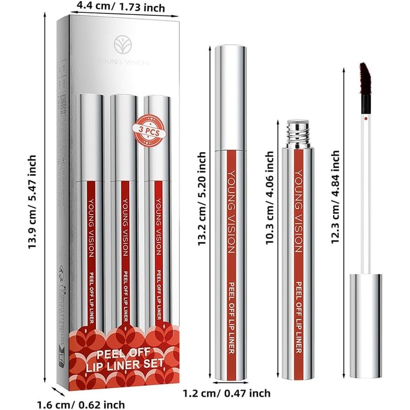 Bluemega Brillo Labial Peel-off, Set de 3- Fórmula Tipo Gel,