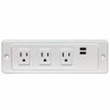 Electriduct in-/On-/Under-Desk Power Strip - 3 AC Outlets & USB