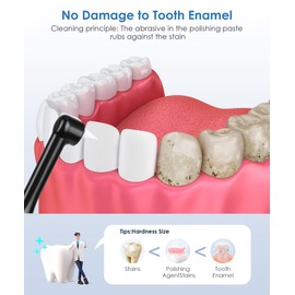 Hdinty Tooth Polisher, Rechargeable Plaque Remover for Teeth Whitening and Cleaning with 4 Speed Modes, 5 Brush Heads and LED Light (Blue)