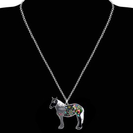 DUOWEI Cute Enamel Horse Necklace Pendant Charms Horse Gifts for Women Girls Horse Lovers, enamel