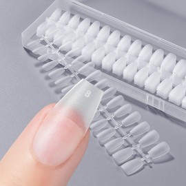 BEIHOO Nail Tips, Clear, Third Generation, 0.008 inch (0.2 mm), Ultra Thin, Pre-Sanded, Natural Fit, Length Extension Tips, Easy to Use, Storage Case & Nail Tools Included, For False Nails, Salon