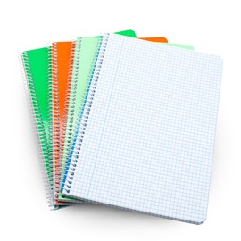 DOJA Barcelona Notebook A5 squared notebook, A5 squared with soft cover, pack of 4, 210 x 148 mm, 80 sheets, 4 x 4 mm, coloured notebooks, ring binder soft cover, spiral notebook, random colours