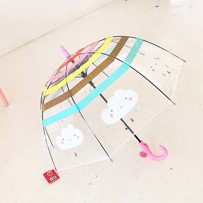 Transparent Umbrella Cartoon Long Handle Umbrella For Children
