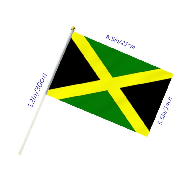 10 PCS Handheld Jamaica Flag,8.5×5.5 Inch Hand Held Mini Jamaican