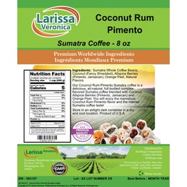 Coconut Rum Pimento Sumatra Coffee (Gourmet, Naturally Flavored, Whole Coffee Beans) (8 oz, ZIN: 563157)