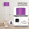 Modern White Floor Lamp with Purple Lampshade, 59" Tall, Foot
