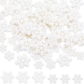 SUNNYCLUE Pack of 80 3 Styles Snowflakes Cabochon Bulk Christmas Resin Cabochons White Winter Christmas Mini Snow Shape Flat Back Resin Pendant for Scrapbooking Decoration DI