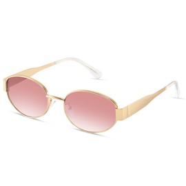 kunchu Sunglasses Women's Polarised Unisex Men's Gold Metal Retro Oval Trendy Sunglasses Vintage UV400 Classic Ultralight Protection, Suitable for Camping Photography Outdoor Gifts for Women 9