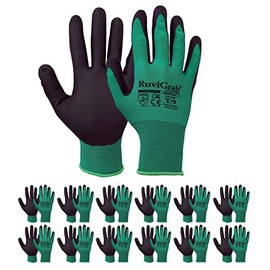 Ruvigrab - Gardening Gloves | Anti-Greasy Gloves | Gardening Gloves | Mechanic Gloves, Construction, Agriculture | Work Gloves for Men and Women | Pack of 12 Pairs