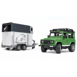 Bruder Toys Land Rover Defender Station Wagon With Horse Trailer And 1 Horse